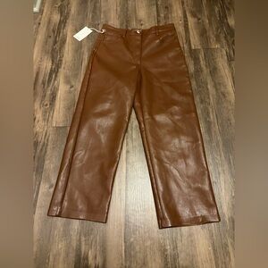 NWT Aritzia Wilfred The Melina™ Cropped Pant Brown 8